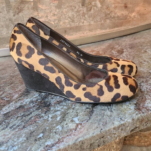 Stuart Weitzman Animal Print Ponyhair Wedge Pumps Size 8.5M - Picture 11 of 16